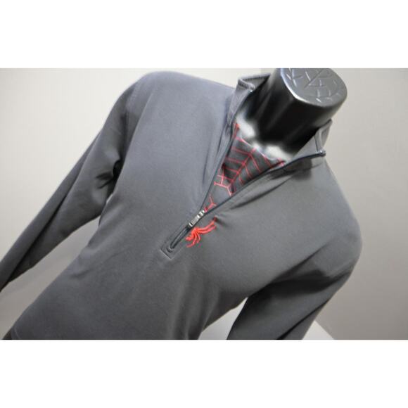 Spyder Fleece Jacket 1/4 Zip Gray Performance Long Sleeve Mens Size Small - Picture 3 of 8